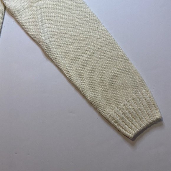 Casual Men Solid Ribbed Knit Sweater pullover size medium color lvory - Picture 6 of 9